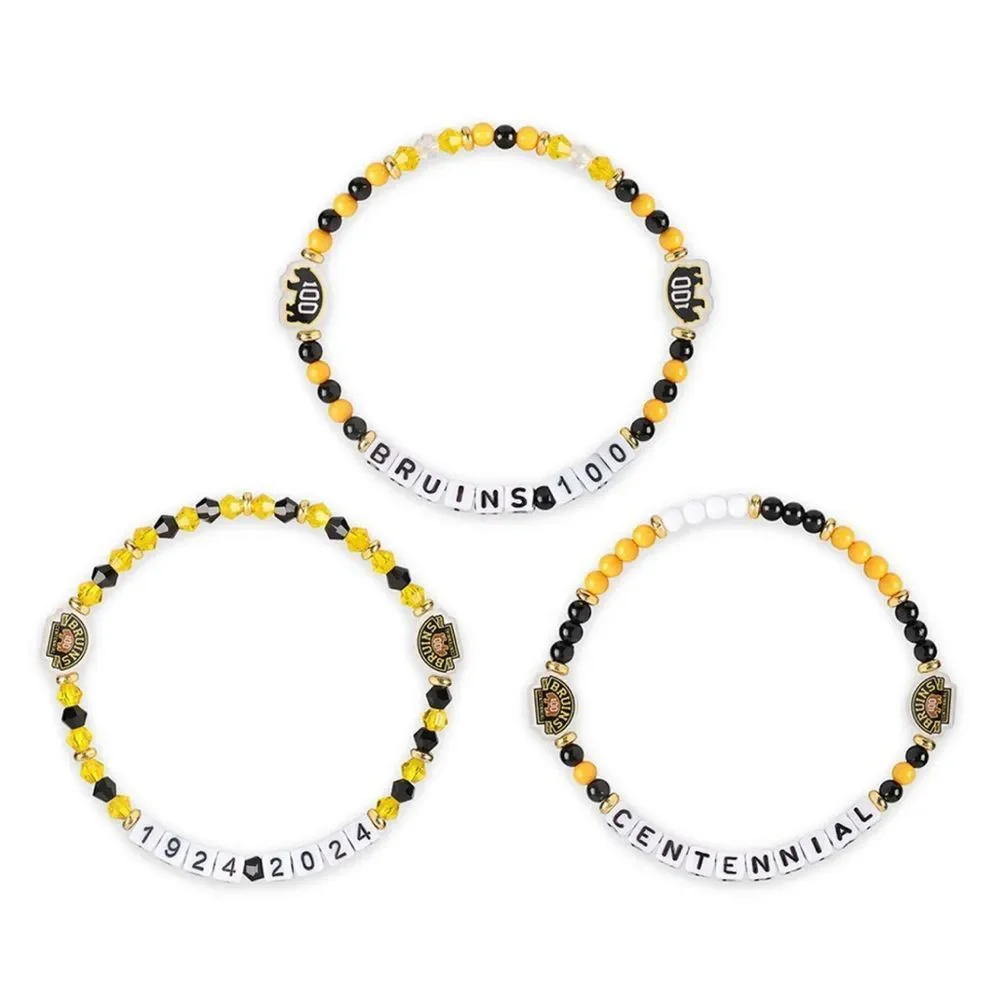 Foco Boston Bruins Ice Hockey Kids Set of 3 Centennial Bracelets.